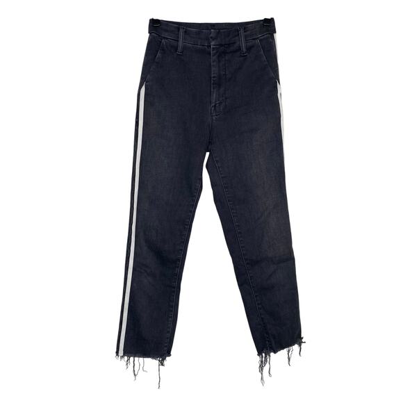 MOTHER The Shaker Prep Fray Cropped Denim in Dear Mr. Black Racer Size 23 - Picture 1 of 12